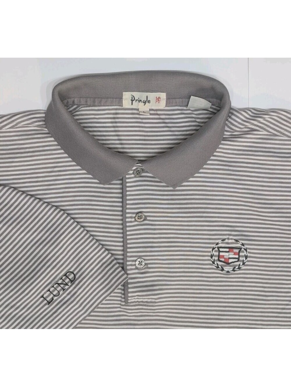 Vintage Pringle Of Scotland Golf Polo Shirt Cadillac Mercerized Grey Large (XL)